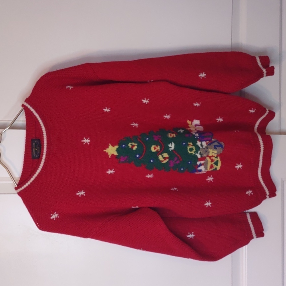Charter Club Wool Christmas Tree Sweater Size Large Vintage